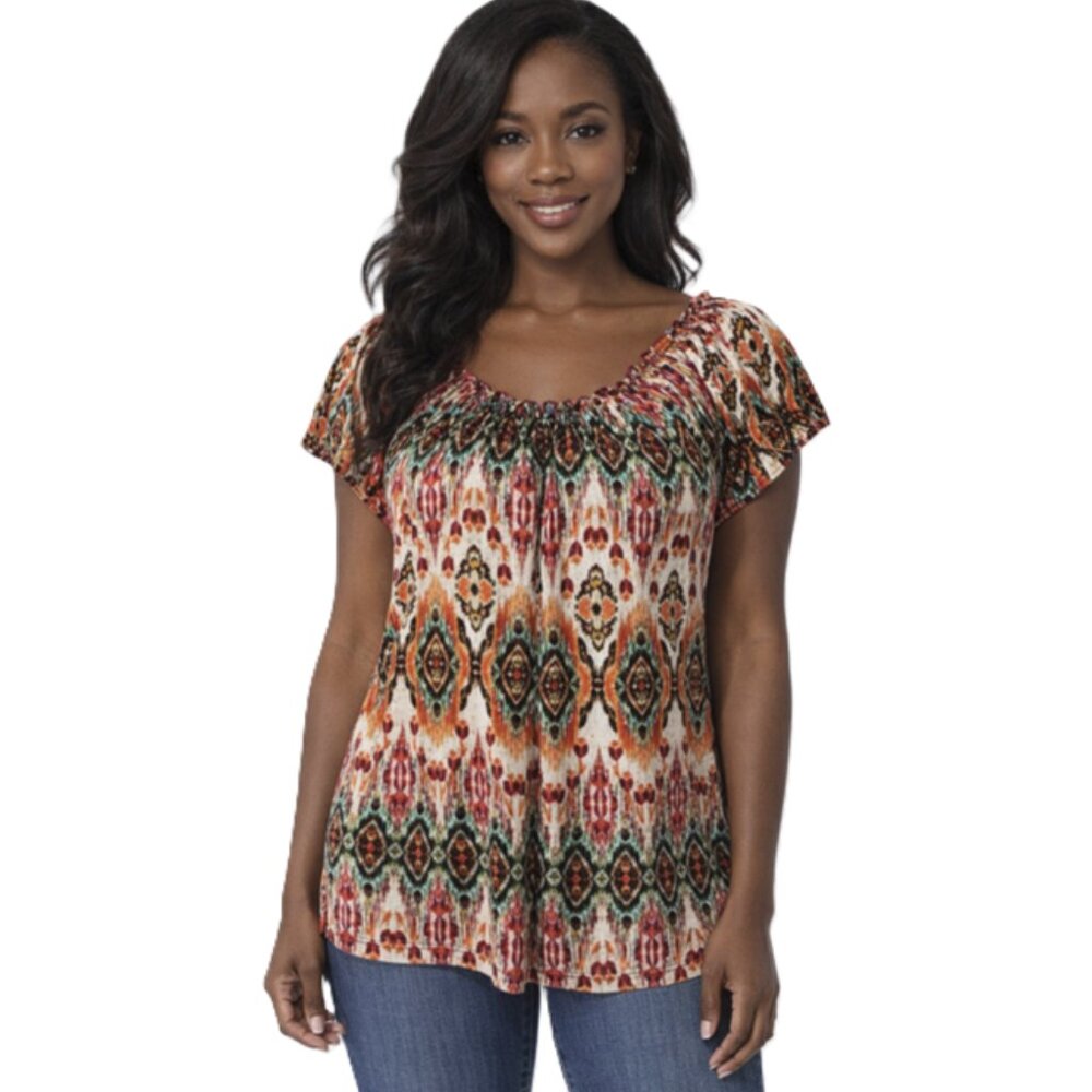 VINTAGE Claudia Richard Round Neck Short Sleeve Top